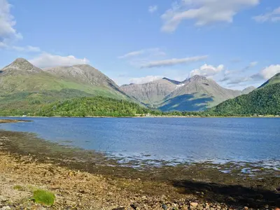a view of a lake with mountains in the background at Duart in Onich