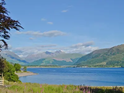 a view of a lake with mountains in the background at Duart in Onich