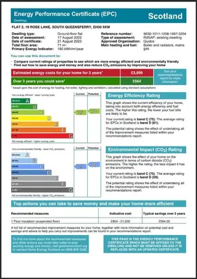 a screenshot of the emergency preparedness certificate screenshot at 3 Bedroom harbourside apartment, Queensferry, 10 miles from Edinburgh in Queensferry