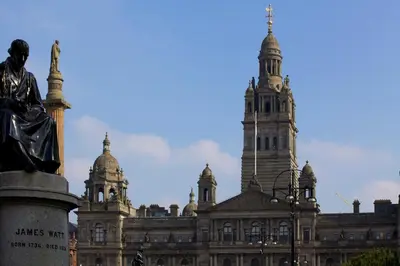 a statue in front of a large building at The Z Hotel Glasgow in Glasgow