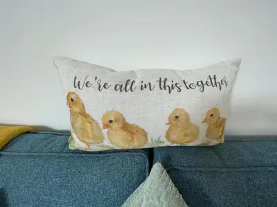 a pillow that says were all in this together at Stunning West End Flat! in Glasgow