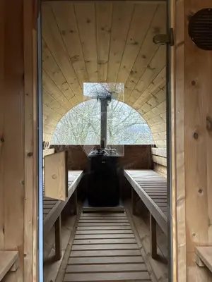 an inside view of the inside of a sauna at Morenish Mews Killin Cottage in Morenish