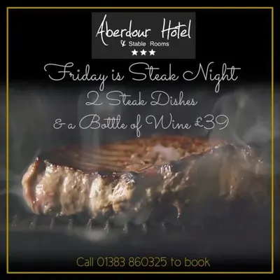 a picture of a piece of meat on a grill at Aberdour Hotel, Stables Rooms & Beer Garden in Aberdour
