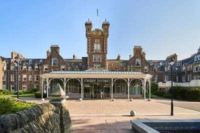 a building with a gazebo in front of it at Crieff Hydro in Crieff