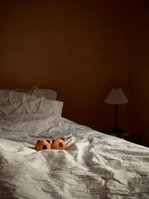 two teddy bears are laying on a bed at Jameswood Villa in Sandbank