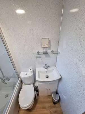 a bathroom with a toilet and a sink at The Rail & Ferry Den in Oban