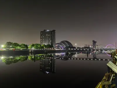 a view of a city at night with the water at La Casita, Your Home Away from Home - Free Parking in Glasgow