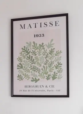a framed picture of a plant pattern on a wall at 3 BDR House At Caledonia Luxe Stays Short Lets & Serviced Accommodation Tillicoultry in Tillicoultry