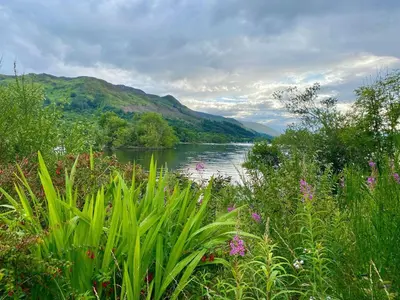 a view of a river with mountains in the background at Saorsa in Crieff