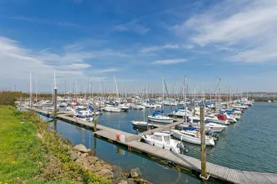 a bunch of boats docked in a harbor at Troon No 1 Apartments in Troon