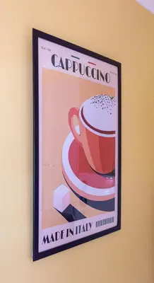 a framed picture of a cup of coffee on a wall at The Hill in Tillicoultry
