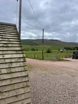 a set of steps next to a dirt road at Penny gown farm pod in Campbeltown