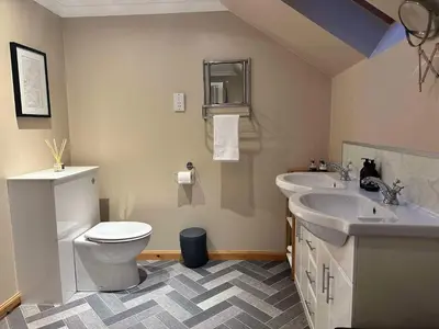 a bathroom with a toilet and a sink at The Steadings in Kinlochleven
