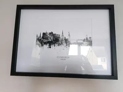a framed picture of a picture of a city at Largs Seaside Loft 2 R in Largs