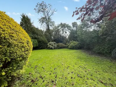 a garden with a large green yard with trees at Arden in Glenluce
