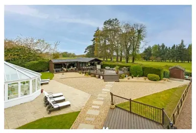 an aerial view of a house with a patio at Brig o Doon House Alloway in Ayr