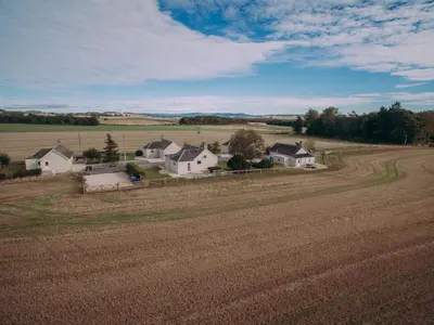 a farm with houses and a field of wheat at Dovecote - Uk47887 in Keilour