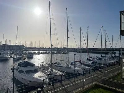 a bunch of boats docked in a harbor at Harbour bliss in Ardrossan