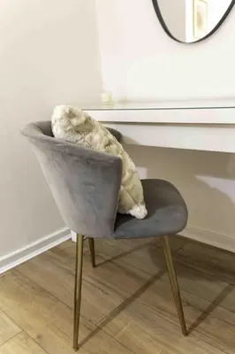 a stuffed animal sitting on a chair in front of a desk at Montgomery Avenue in Paisley