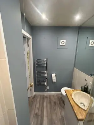 a bathroom with a sink and a toilet at Bielding View Tarbert Loch Fyne Argyll in Tarbert