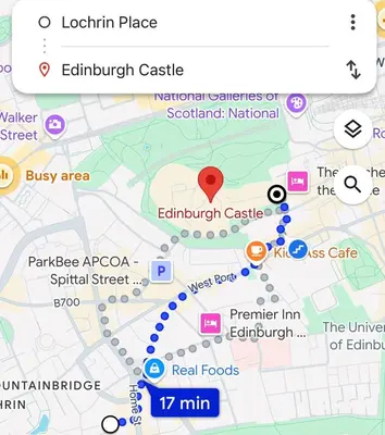 a map of edinburgh castle and the university at Cozy Central Flat near Edinburgh Castle and with Free Private Parking in Edinburgh