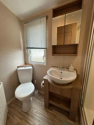 a bathroom with a toilet and a sink at New Hampton 36 in Dunoon