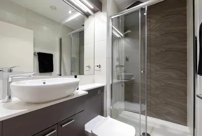 a bathroom with a white sink and a shower at 121 Princess Street in Moffat