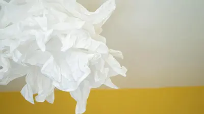 a pile of white paper in a vase at 3 bedroom cosy apartment 20 mins to Centre in Moffat