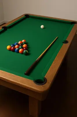 a green pool table with balls and a cue at Quay Glasgow Duplex apartment in Glasgow