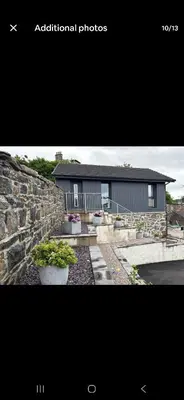 two pictures of a house with a stone wall at The Wee Bothy in Oban