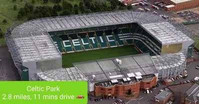 an overhead view of a soccer stadium with at 2-Bedroom Home Away From Home in Glasgows' East End with FREE Parking in Mount Vernon