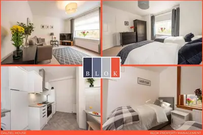 a collage of photos of a bedroom and a living room at Dalziel House-3 bedroom Hamilton in Hamilton