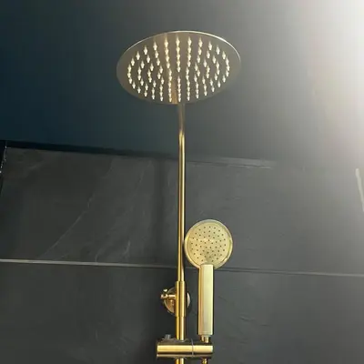 a lamp with a microphone next to a wall at The Art Apartment in Kirn