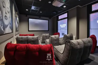 a waiting room with a bunch of chairs and a screen at For Students Only - Kings Stables Road in Edinburgh in Edinburgh