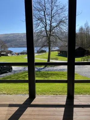 a view from a window of a golf course at Golden Mary in Morenish
