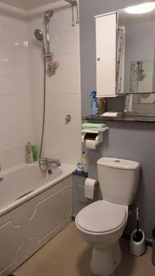 a bathroom with a toilet and a sink and a shower at Pazuri Apart in Moffat