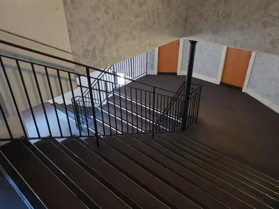an overhead view of a staircase in a building at Perfect Stay Near Glasgow Town in Glasgow