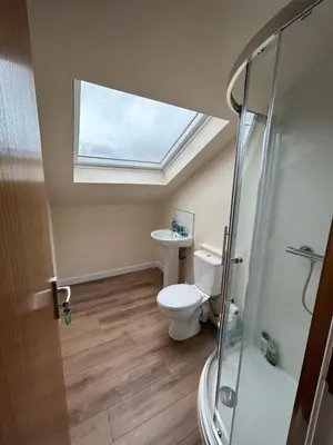 a bathroom with a toilet and a skylight at Tigh-Na-Croit in Whitehouse