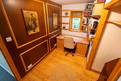 a small room with a desk and a chair at Westwood in Oban