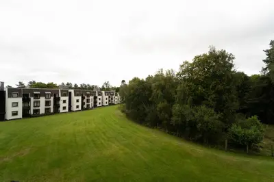 a row of camels parked in a field at Eagleside Apartments in Auchterarder