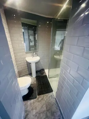 a bathroom with a toilet and a sink and a shower at 96 Glasgow road in Newbridge