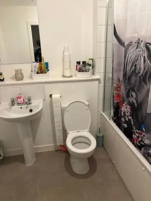 a bathroom with a toilet and a sink at Room in shared flat in Edinburgh