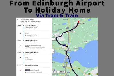 a map of the va train and train from elutherford airport to holiday home at Spacious 3 Bedroom Entire Apartment Self Check in & Free Parking in Cowdenbeath