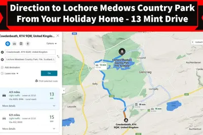 a map of the lodore meadows county park from your holiday home minutes at Spacious 3 Bedroom Entire Apartment Self Check in & Free Parking in Cowdenbeath