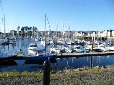 a bunch of boats docked in a harbor at The Foresters Guest House in Inverkip