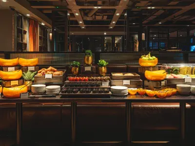 a buffet line with many different types of food at Dakota Glasgow in Glasgow