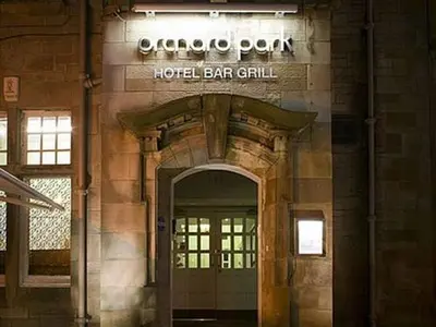 an entrance to a hotel bar grill in a building at The Orchard Park Hotel in Giffnock