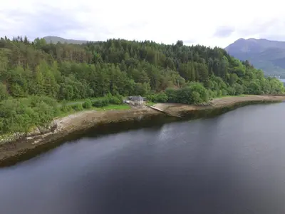 an aerial view of a large body of water at The Boathouse in Glencoe