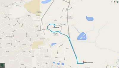 a map of the city of philadelphia with a blue trail at Dunfermline - Premium Two Bedroom Apartment - KW in Dunfermline