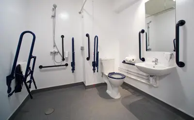 a bathroom with a toilet and a sink at Chain Runner, Livingston by Marston's Inns in Livingston